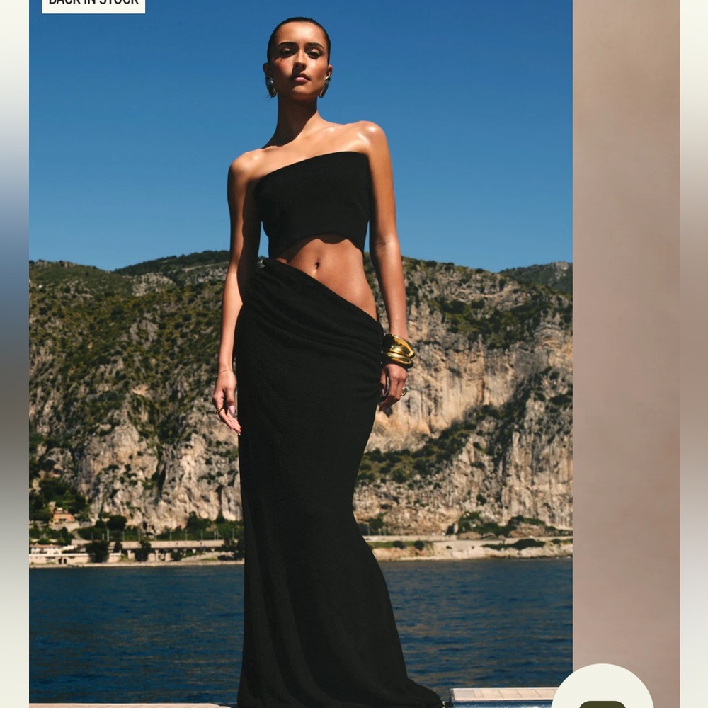 Meshki Black Strapless Cutout Maxi Gown